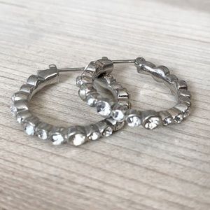 ❤️ Silver Rhinestone Hoop Earrings